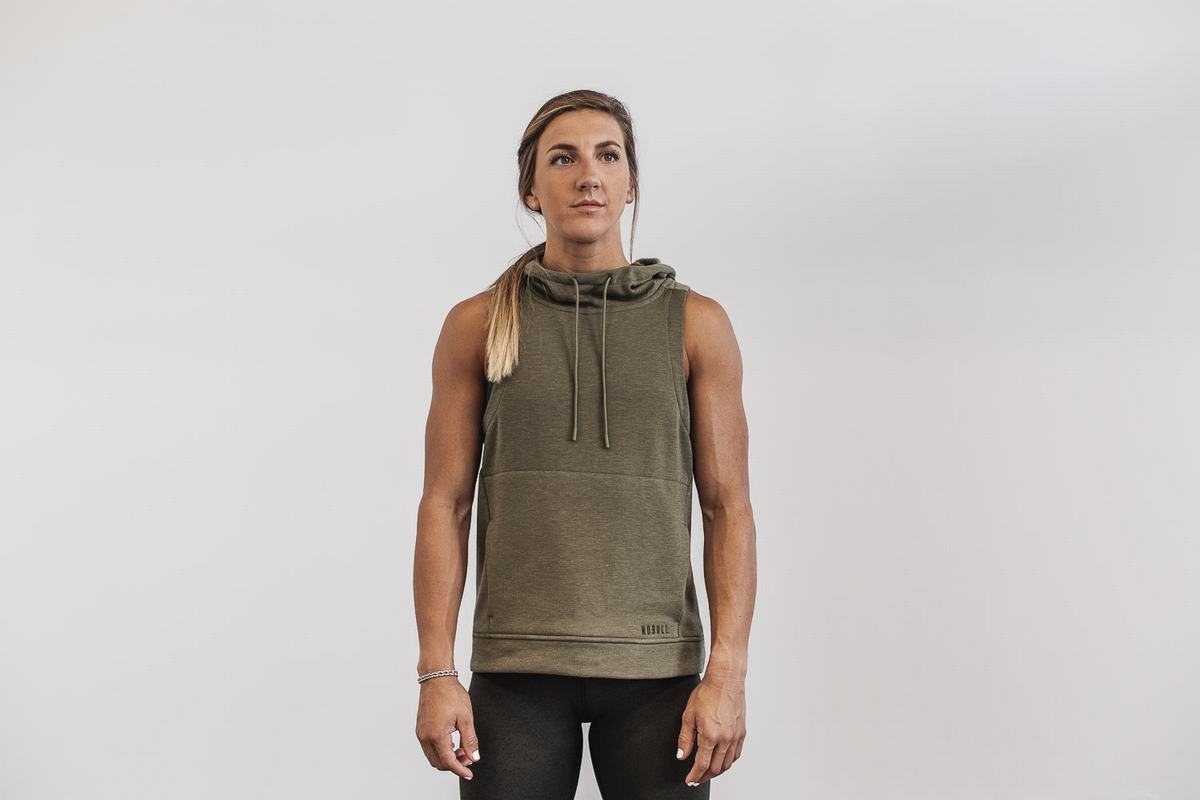 Nobull Microplush Sleeveless Women's Hoodie Green | Australia (ZN5274)